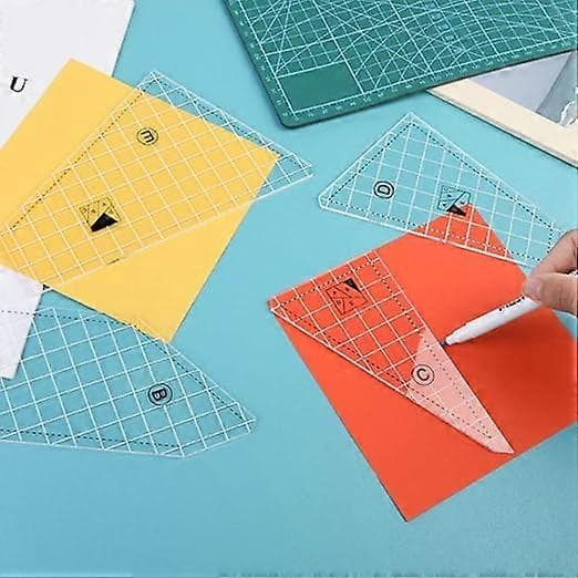 Femdelt sysæt, patchwork linealværktøj, symønster, patchwork linealsæt, patchworkmønster, akryl DIY sylinjal, patch [DB]