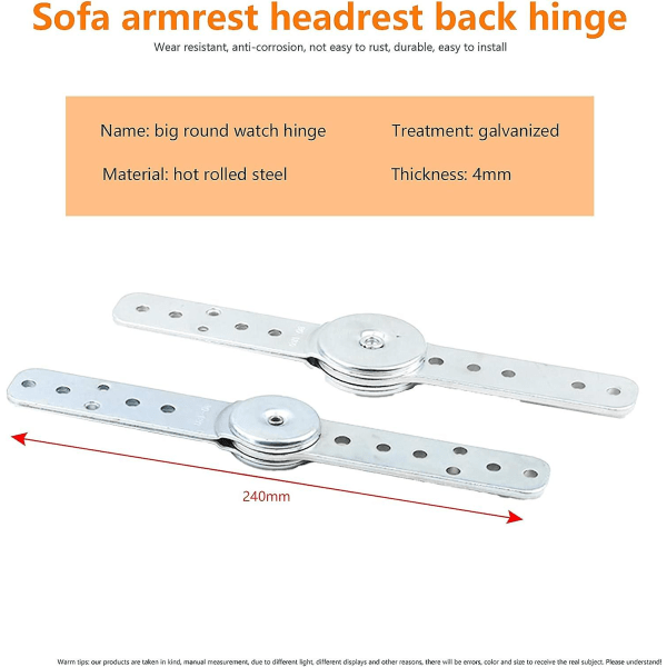 Sohvan kulmansäädin, 2kpl Vuodesohvan niskatuki Säädettävä kulmansäädin Räikkä Huonekalu Sarana Taitettava Sohvan Käsinojan Liitossaranat,24cm [DB]