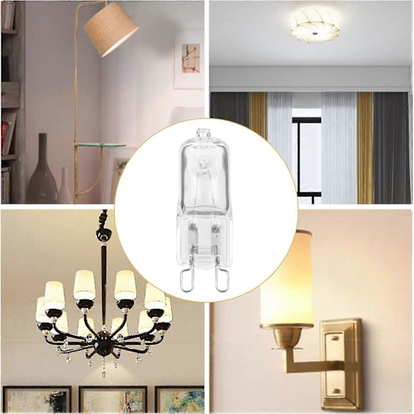 12 Pak G9 Halogenpærer 28W 230V 2800K Varmt Hvidt 350Lm, Klar Kapsel Halogenlamper Dæmpbar, Ingen Strobe, Ingen Flimmer db