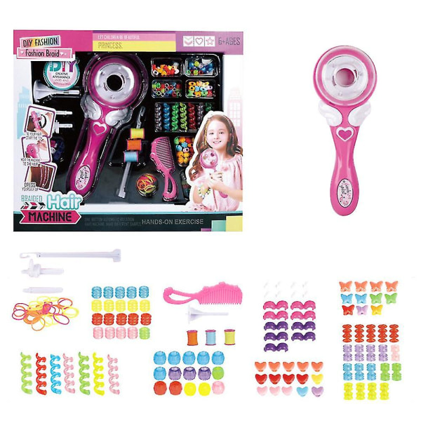 Lasten luova tyttö automaattinen magic punontalelu, tytöille tarkoitettu set (alhainen myynti) [DB] Pink