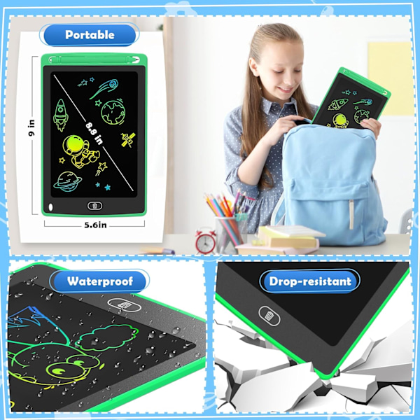 4 pakka LCD-kirjoitustaulua lapsille, 8,5 tuuman värikäs piirustustaulu, opetuslelut, syntymäpäivälahjat pojille ja tytöille [DB]