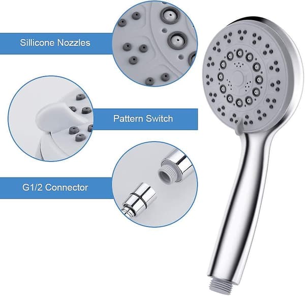 Dusjhode Universal Bath Dusj Håndholdt Håndsett Krom 5 Modus Funksjon Erstatning Høy Flow Dusjhode(g1/2)