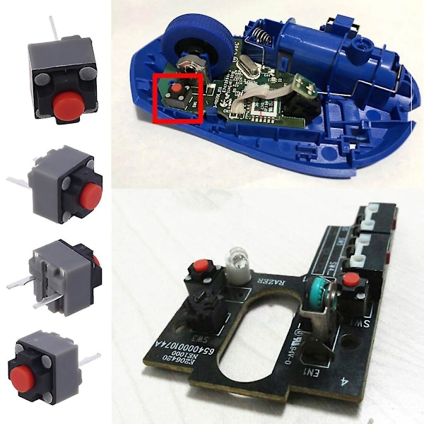 5 ST Kailh Tyst Knapp 6x6x7.3mm Fyrkantig Tyst Mikroswitch Taktil Knapp [Db] Red