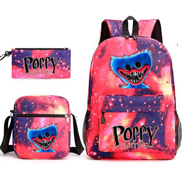 3 kpl Anime-peli 3d Poppy Playtime Monster -reput selkäreput Messenger-laukku Kynäpussi Canvas-koululaukku oppilaille lapsille DB Only satchel Type 8