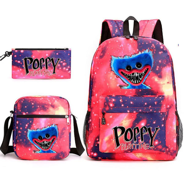 3 stk Sett Anime Game 3d Poppy Playtime Monster Ryggsekker Messenger Bag Blyantveske Lerret Skoleveske For Student Barn DB Only satchel Type 8