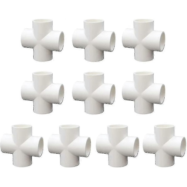 10 stk. PVC 4-veis kryss for bygging av kraftig drivhusramme møbelkoblinger 20mm-yvan [DB]