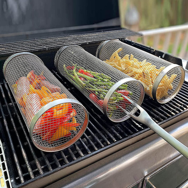 Grilling Basket,outdoor Bbq Cage Stainless Steel Barbecue Mesh Tube