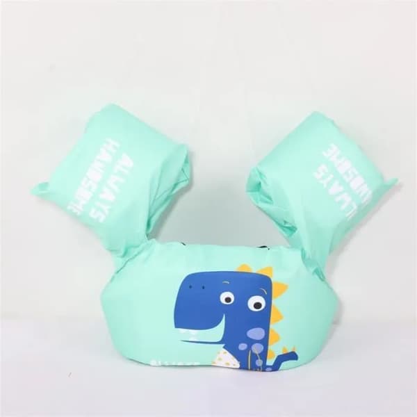Dinosaur Svømmearmbånd - Lyseblå - Polyester & PVC - Stabil opdrift, frontstrop (DB)