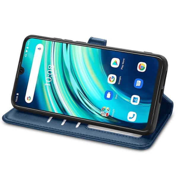 Retro Solid Farve Spænde Læder Telefon Cover (Sort) til UMIDIGI A9 Pro [DB] Blue