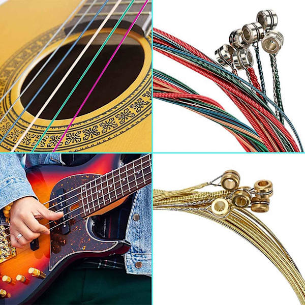 65-delars Gitarrtillbehörssats med Gitarrsträngar, Stämmare, Capo, Plektrum, Plektrumhållare, Tummefingerplock {Db} As Shown