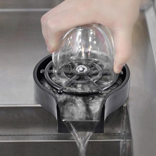 Automatisk kopvasker til vask - Nem installation - Stærkt tryk - Mini rustfrit stål bar tryktype glasrenser til bar  [dB} Silver