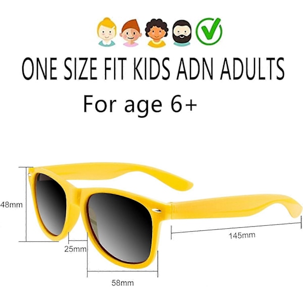 12-pack Solglasögon i Neonfärger, Festfavoriter, Godispåsefyllnad, Bulk för Födelsedagsfest, Strandfest, Poolparty, 12 Färger{ DB} Yellow