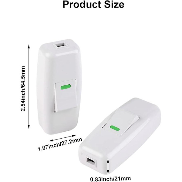 Lampströmbrytare, Torpedobrytare, Inline Sladdströmbrytare, Sänglampsströmbrytare, Inline Gungströmbrytare För Sängbordslampa På Knapputbyte, 6-Pack