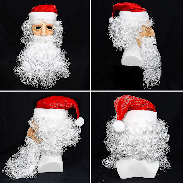 Jultomtemask Vit Skägg Helansiktsmask Rolig Kostymfesthatt Vuxen {Db} Christmas Mask A