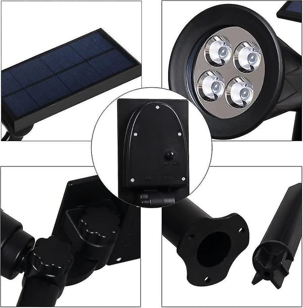 2 stk. LED solcellelamper, 2-i-1 vandtætte trådløse havelamper, 4 farveskiftende[DB]