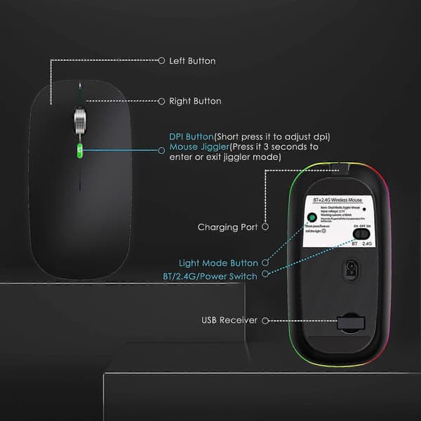 Muse Jiggler Anti-dvale Auto-flyt Cursor Virtuel Trådløs Bluetooth-mus Forhindrer Computer Låseskærm Mover E [DB]