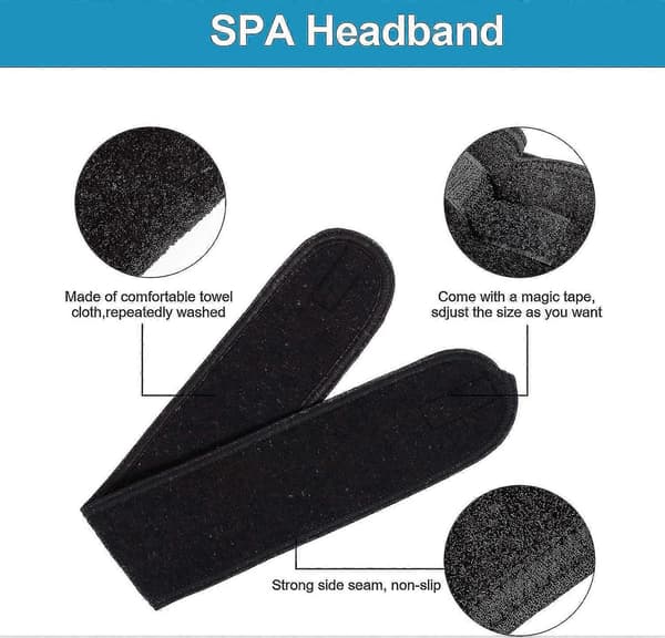 3 stk. Hårbøjle til ansigtsbehandling Make Up Wrap Hoved Terry Cloth (hvid, sort, grå-CE db