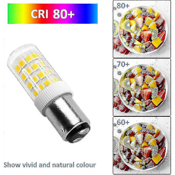 5W LED Symaskin Lyspære B15d, 220-240V, 500lm Kaldhvit 6000k, Tilsvarende 40W Glødelampe, Ikke-dimbar, B15 Bajonett Lys B db