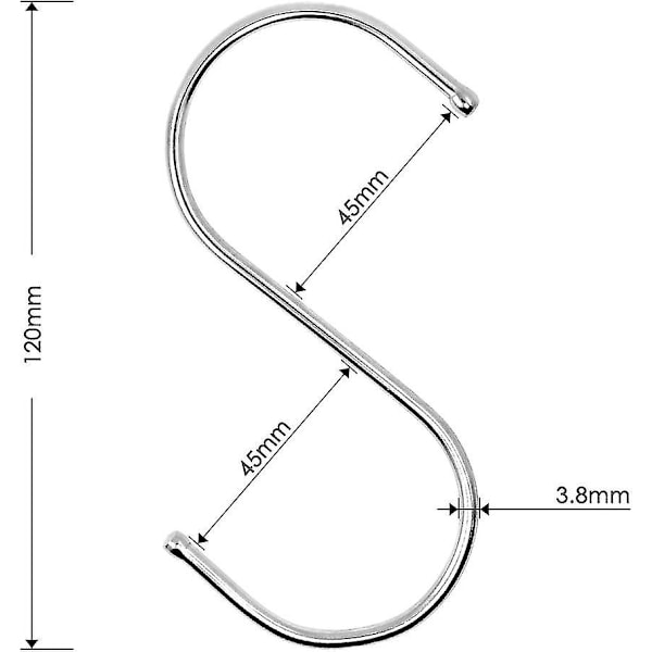 Sæt af 15 S-kroge til ophængning, Metal S-formede kroge Heavy Duty Ophængningskroge til Gryder, Pander {db}