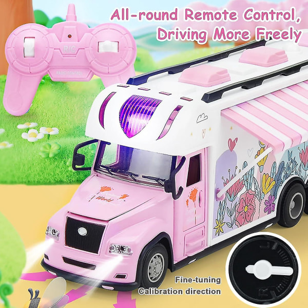 Leker for jenter, fjernkontroll bil for 4 5 6 år gammel jente bursdagsgaver, rosa Rc bil med lys og byggeleker Db
