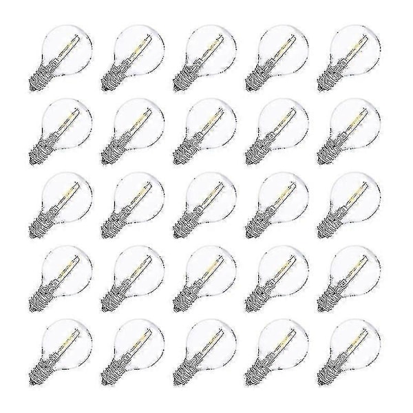 25 stk. Led G40 E14 Udskiftningspærer 0,6w 2700k Led Filament Lys - På Lager [DB]
