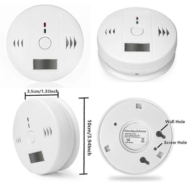 Kolmonoxid Detektor CO Alarm, Hecopro Digital Display Kolmonoxidlarm, Strömdetekteringsutrustning - CE db