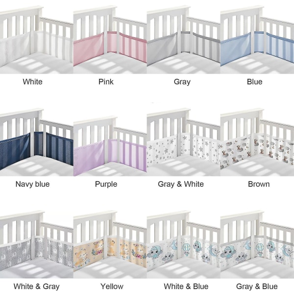 Pustende Baby Mesh Crib Liner Størrelse 340cm*160cm White