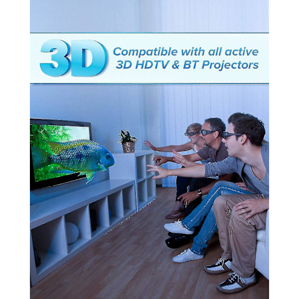 Aktiv slutare 3d-glasögon 2-pack, laddningsbara Bluetooth 3d-glasögon kompatibla med Epson 3d-projektor, {DB}