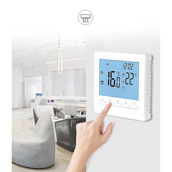 Digital Wifi Termostat, Programmerbar Justerbar Trådbunden Batterimodell Med LCD-Skärm, Blå [DB]