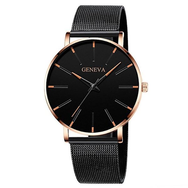 GENEVA Herre Quartz Ur Fashionel Afslappet Armbåndsur med Rustfrit Stål Rem - Style G{ DB} Multicolor Style E