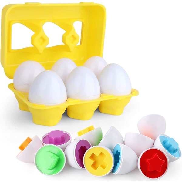 Matchende egg - Småbarnsleker - Fargeformer Matchende eggesett - Pedagogisk farge, former og sorteringsgjenkjenningsferdigheter - Sorteringspuslespill for barn Baby