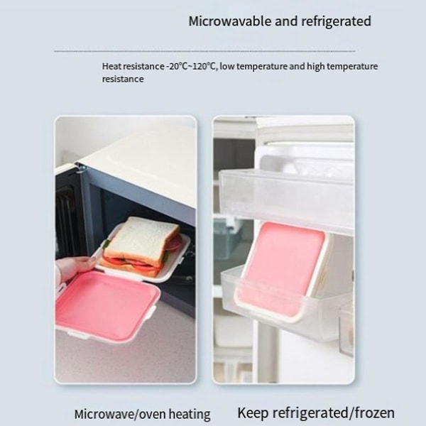 Sandwich Salat Opbevaringsboks Silikone Opbevaringskasse til frokost Genanvendelig fødevareopbevaringsbeholder Mikrobølgeovn