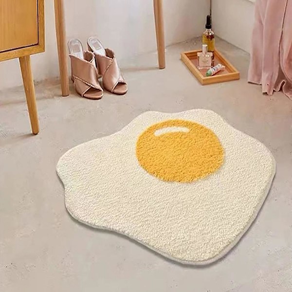 Pocherat ägg Matta Barn Golvmatta Cartoon Matta Anti-Slip Golvmatta Mjuk Bekväm Absorbe [db] Beige Yellow