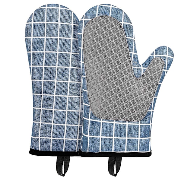 Ugnsvantar Värmebeständiga Halkfria Silikonugnsvantar med Bomullsfoder och 2-pack [DB]
