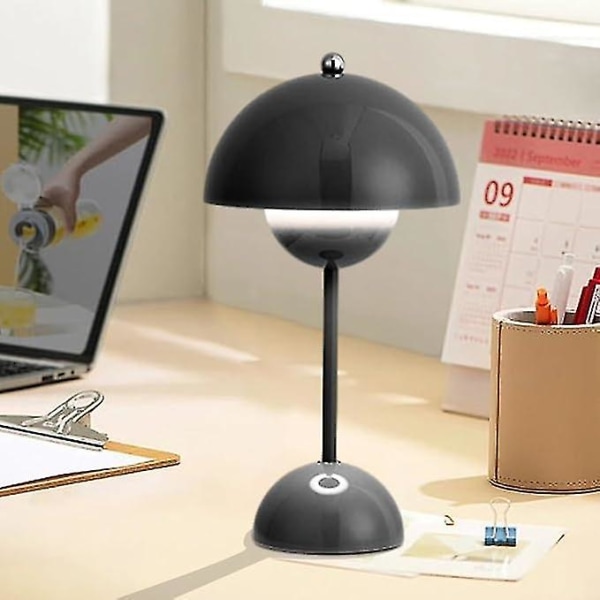 Led Flowerpot bordlampe, moderne Macaron lampe, dæmpbar bordlampe med 3 farver [DB] Black