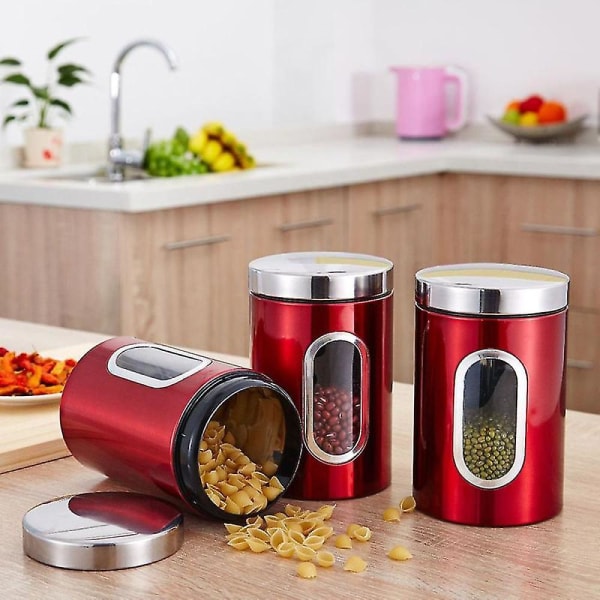 3pcs Tea Coffee Sugar Storage Canisters Jars Pots Kitchen Container Tins Db