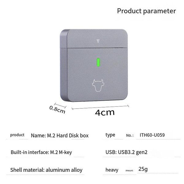 2230 Nvme Ssd-kotelo Pcie Usb3.2 10gbps alumiini kannettava ulkoinen SSD-kotelo tukee Uasp T:tä