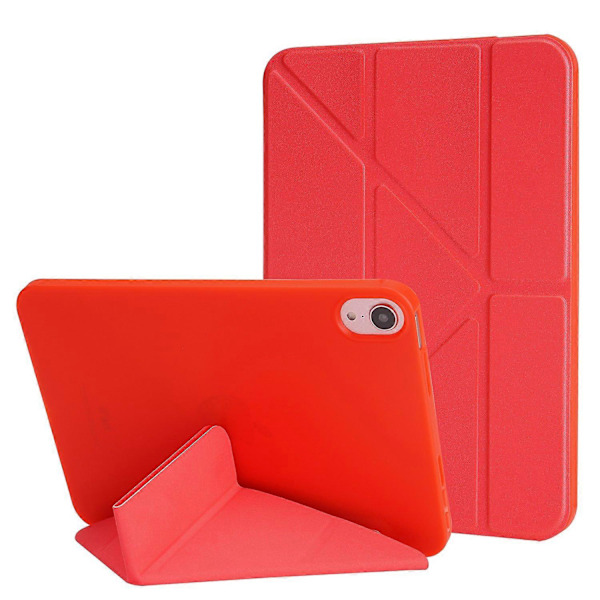 Til iPad Air 11 (2024) Etui PU Læder+Silikone Origami Stand Beskyttelsescover - Sort [db] Multicolor Red