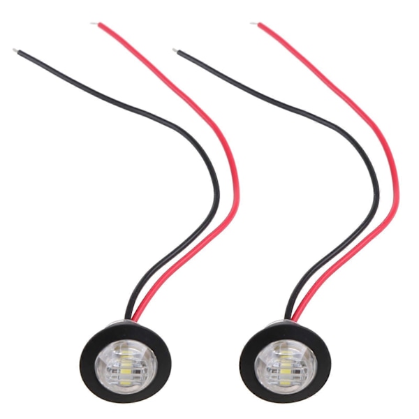 2X Mini Hvit 3/4\" Rund Side 3 LED Markør Tilhenger Bil Kulelys Vanntett [DB]