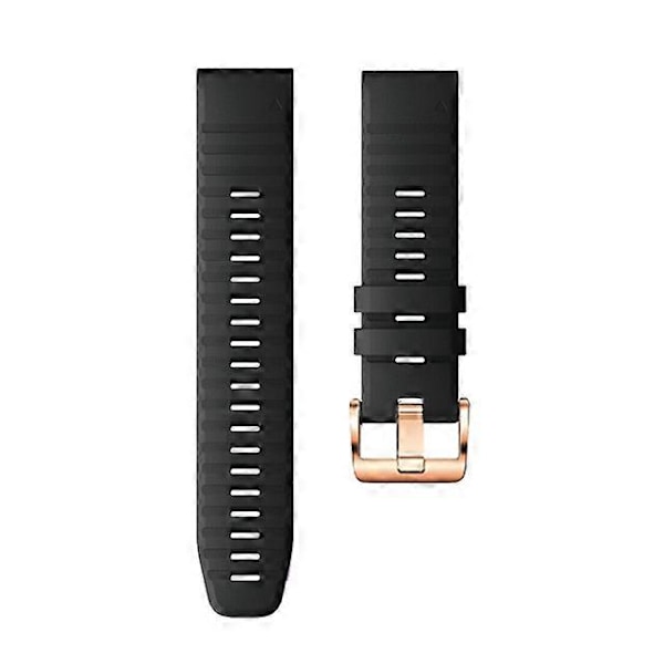 Urremme til Garmin Fenix 7S / 6S Pro / 5S Plus / Instinct 2S, vandrette stribede silikone 20mm rem med rosaguld spænde [DB] Black