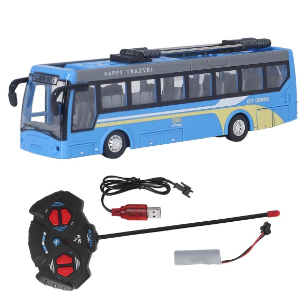 Fjernkontroll Buss Høy Simulering Alle retninger Kjøring Oppladbar Rc Skolebuss For Barn db Blue