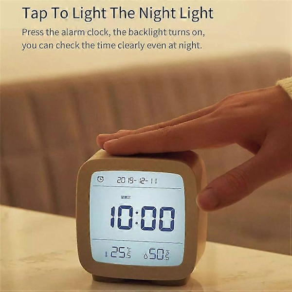XIAOMI YOUPIN QingPing Bluetooth Temperatur Fugtighed Detektion Vækkeur med Justerbar Baggrundsbelysning [DB] Beige