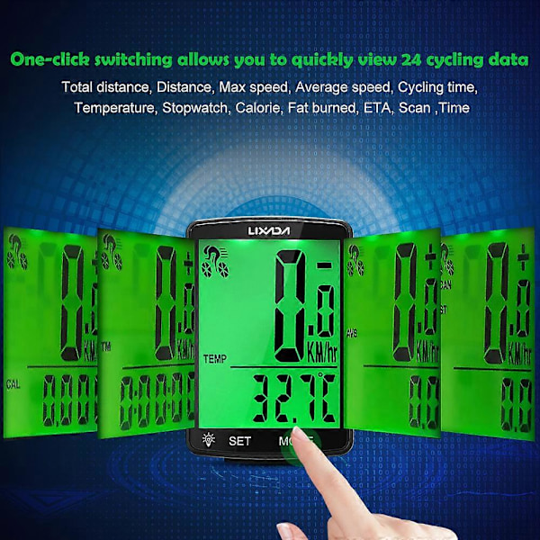 Trådløs cykelcomputer Multifunktionel LCD-skærm Cykelcomputer Mountainbike Speedometer Odometer IPX6 Vandafvisende Cykling [DB] Black Shell White Backlight