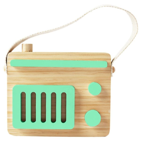 Baby Toy Trä Mini Radio Leksak Lärande Foto Rekvisita Rum Dekor För Pojkar Flickor Vit db green 17x14cm