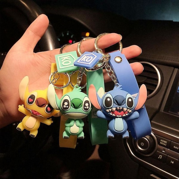 Creative Cartoon Silicone Bag Keychain Ornament Cute Stitch Keychain Couple's Handbag Doll