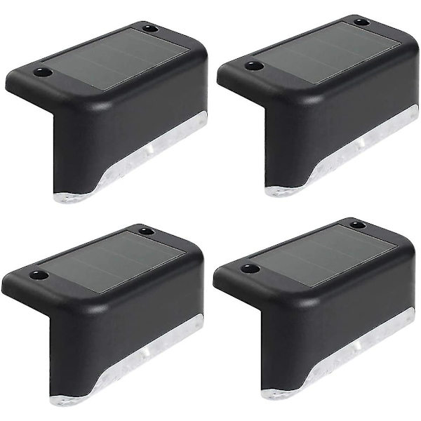 4-pack solcellslampor för däck LED solcellslampor för trappsteg Vattentäta staketlampor Kompatibla med utomhussteg Staket [dB} Black Warm Light