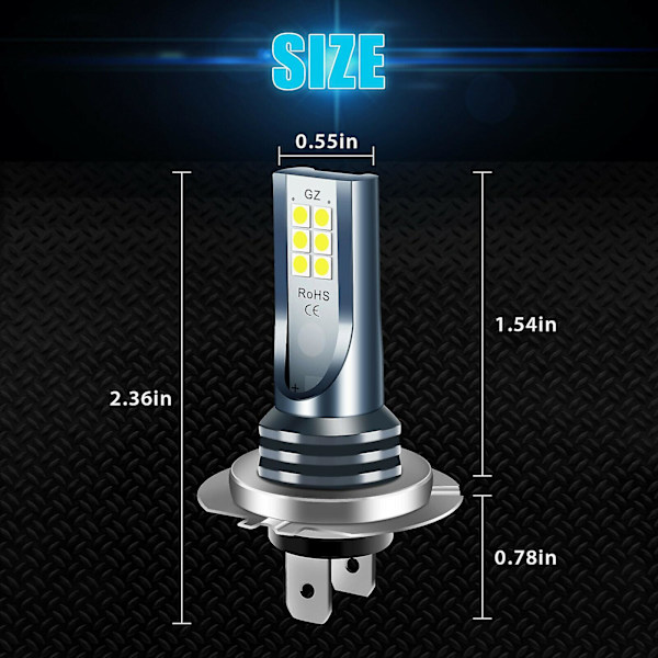 4 st H7 LED-lampor, Starkare 110W LED-Dimljuslampor, 6000K Kallt Vit H7 LED-lampset [DB]