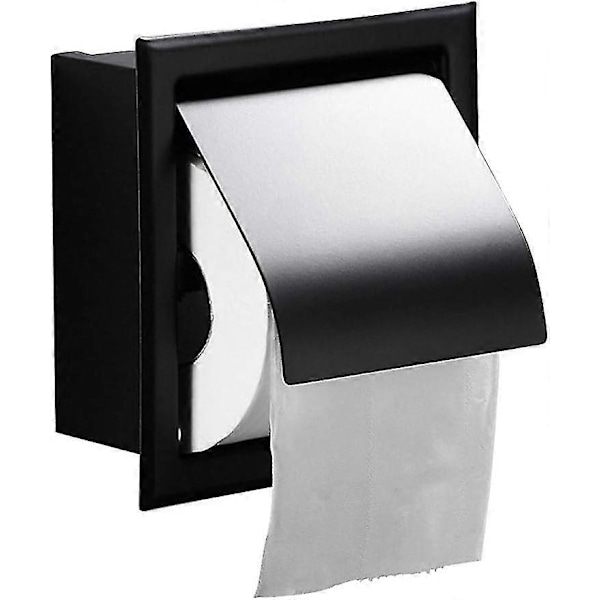 Mattamusta ruostumattomasta teräksestä valmistettu upotettu wc-paperiteline kylpyhuoneeseen [DB]