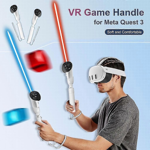 Kahvan kiinnikkeet Meta Quest 3 VR -ohjaimen lisävarusteille, VR Gorilla Tag pitkät kädet Beat Saber -jatkokahvat [DB] White