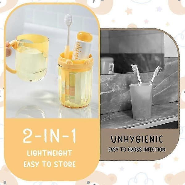 Tandborstkopp för barn, 2-pack tandborstfodral med tecknad djurdesign förvaringshållare[DB]
